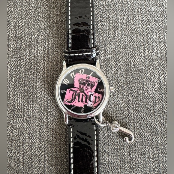 💖🖤Juicy couture leather & stainless steel black watch, pink face! Like new! - Picture 8 of 11